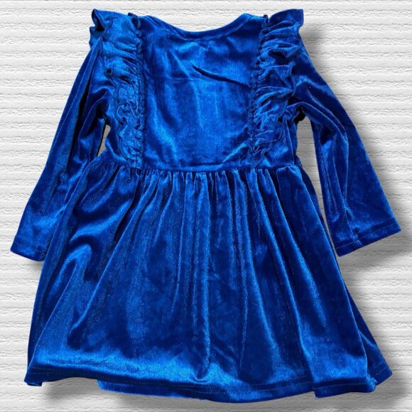 Girls Blue Velvet Nativity Dress 2T Christmas Long Sleeve Ruffle Holiday - Picture 7 of 7